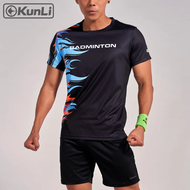 Kunli, индивидуальный дизайн, футболка для бадминтона, мужская спортивная одежда, дышащая быстросохнущая футболка для бадминтона, тенниса, волейбола, футбола