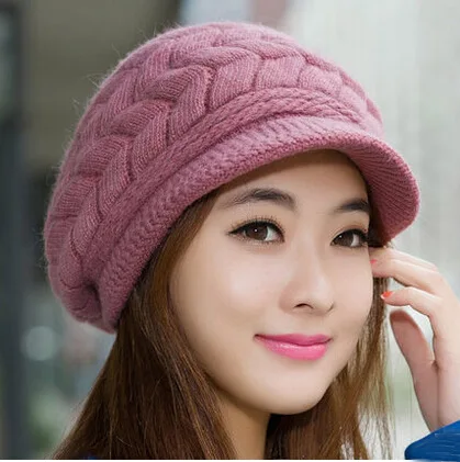 Hot Lady Autumn Winter Berets Hat French Artist Retro Style Warm  Female Knitted Beanie Hat Solid Color Headwear Berets