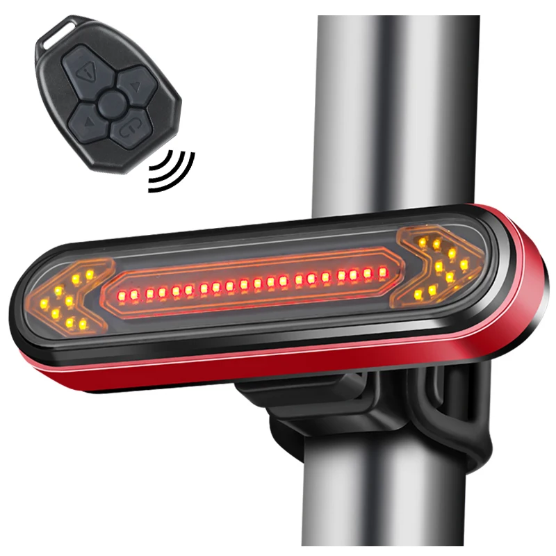 Usb Rechargeable Bicycle Tail Light Bicycle Riding Turn Signal Warning Lights Wireless Led Rear Light With Remote Control