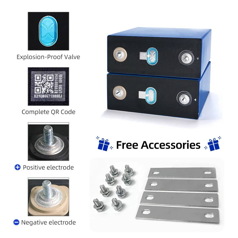 EU US Stock 3.2V 280AH Lifepo4 Battery Cell Baterias De Litio Prismatic Lipofe4 Batterie For Car Deep Cycle Lithium Ion Batterie