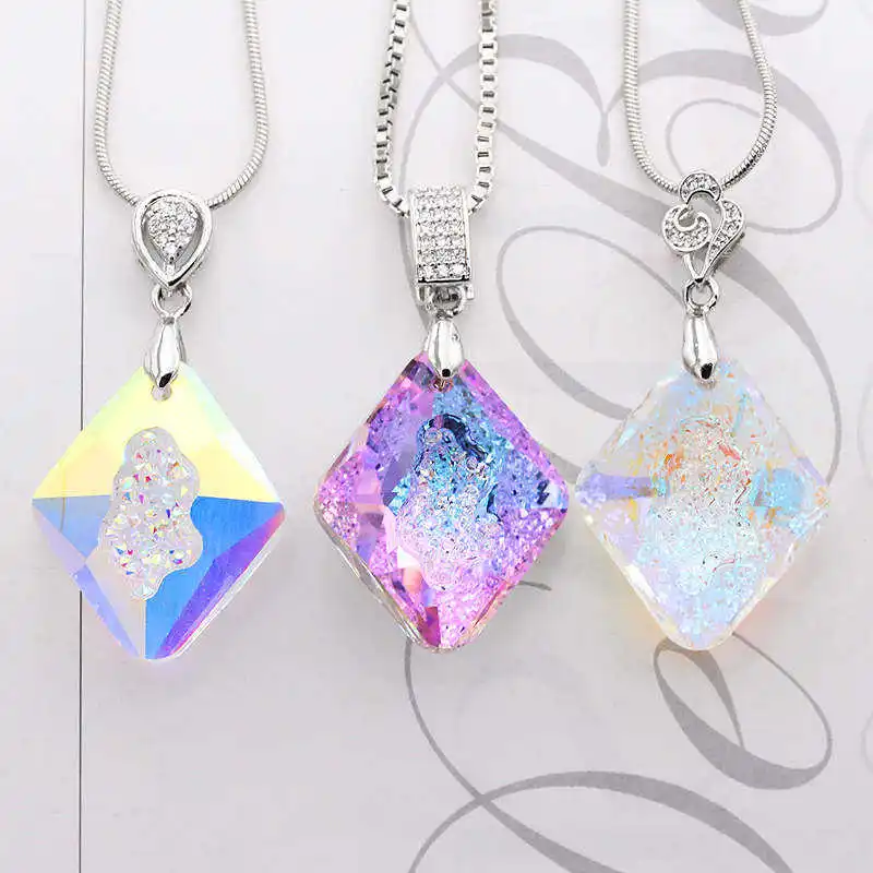 K9 Glass Rhombus 22*26mm One Hole Crystal Pendant for Custom Jewelry Making Accessories DIY Earing Necklace