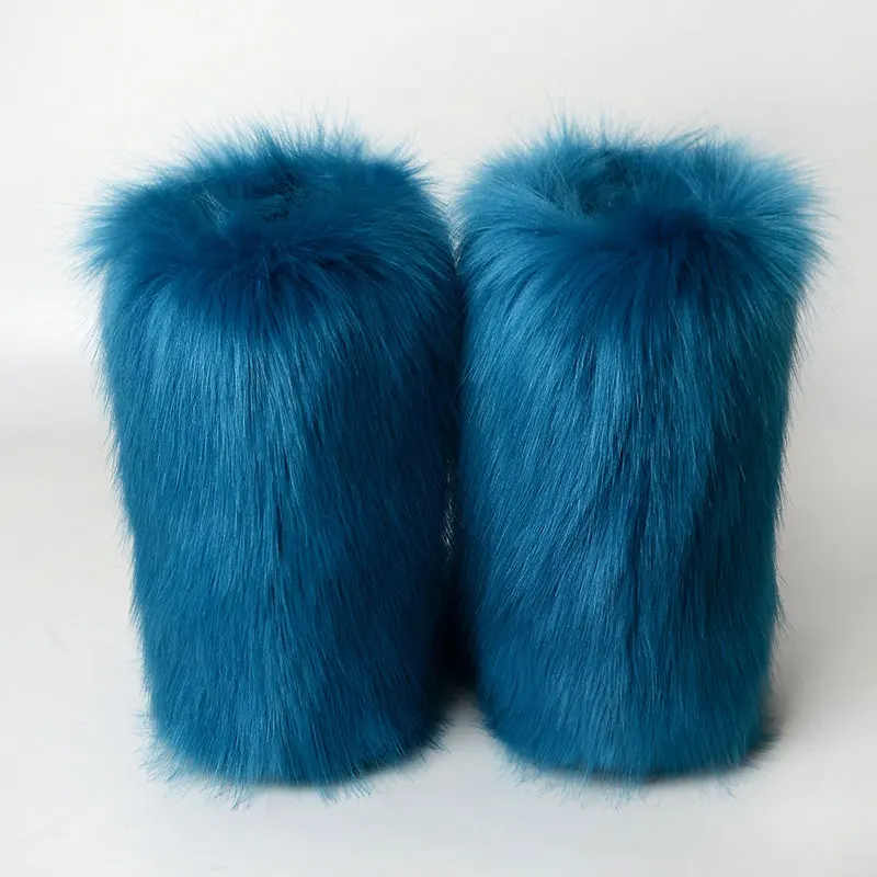 2023 Hot Sale Large Winter Warm Furry Boots Middle Boots Thickened Fur Flat Sole Snow Boots Women Shoes