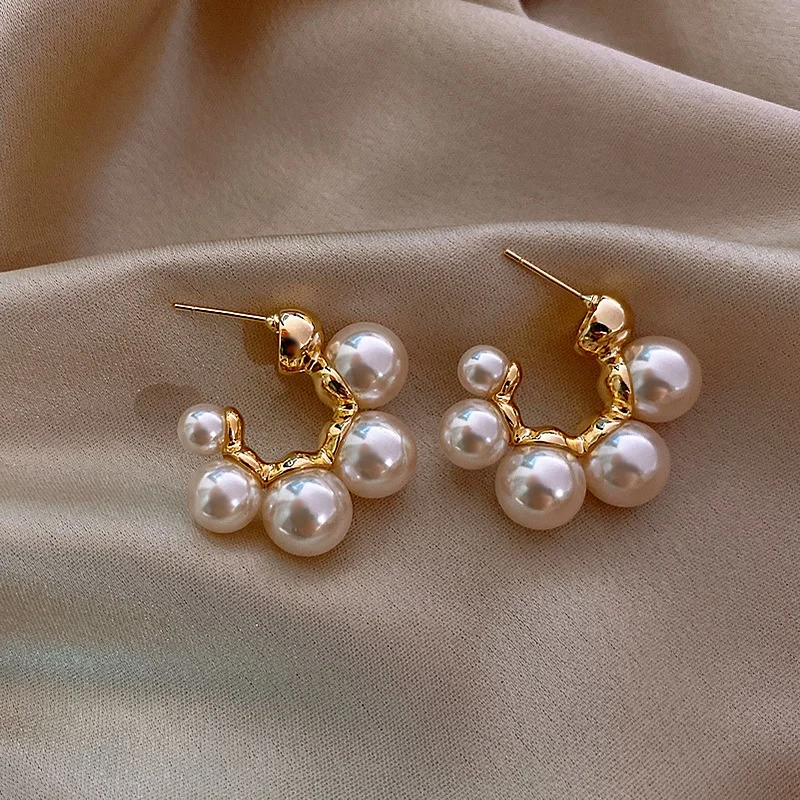 2023 fashion Korean 925 silver needle pearl earrings Gold plating pearl earrings