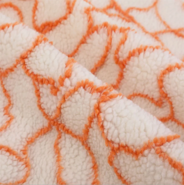 Shaoxing Customized 100% Polyester Printed Fleece Short Pile Sherpa Imitation Plush Lamb Fake Fur Fabric