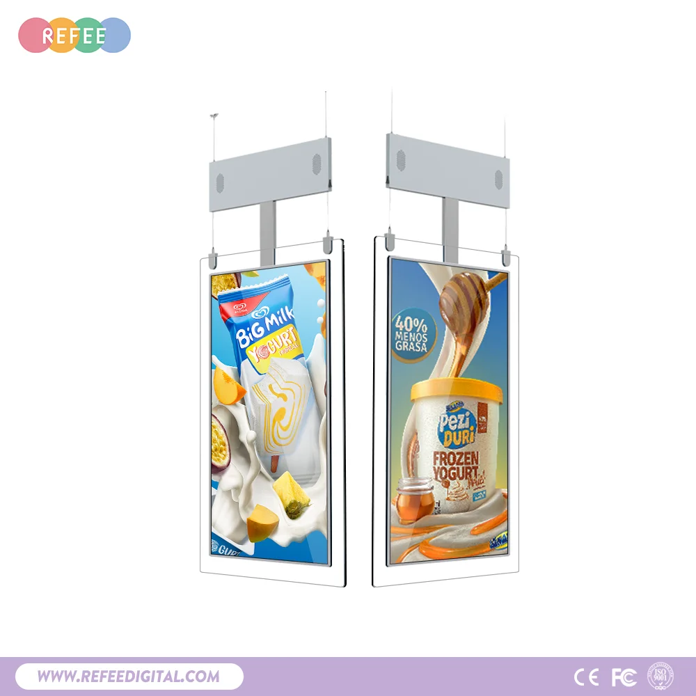 Refee screen 55 inch lcd digital signage shop window display advertising media player double sides