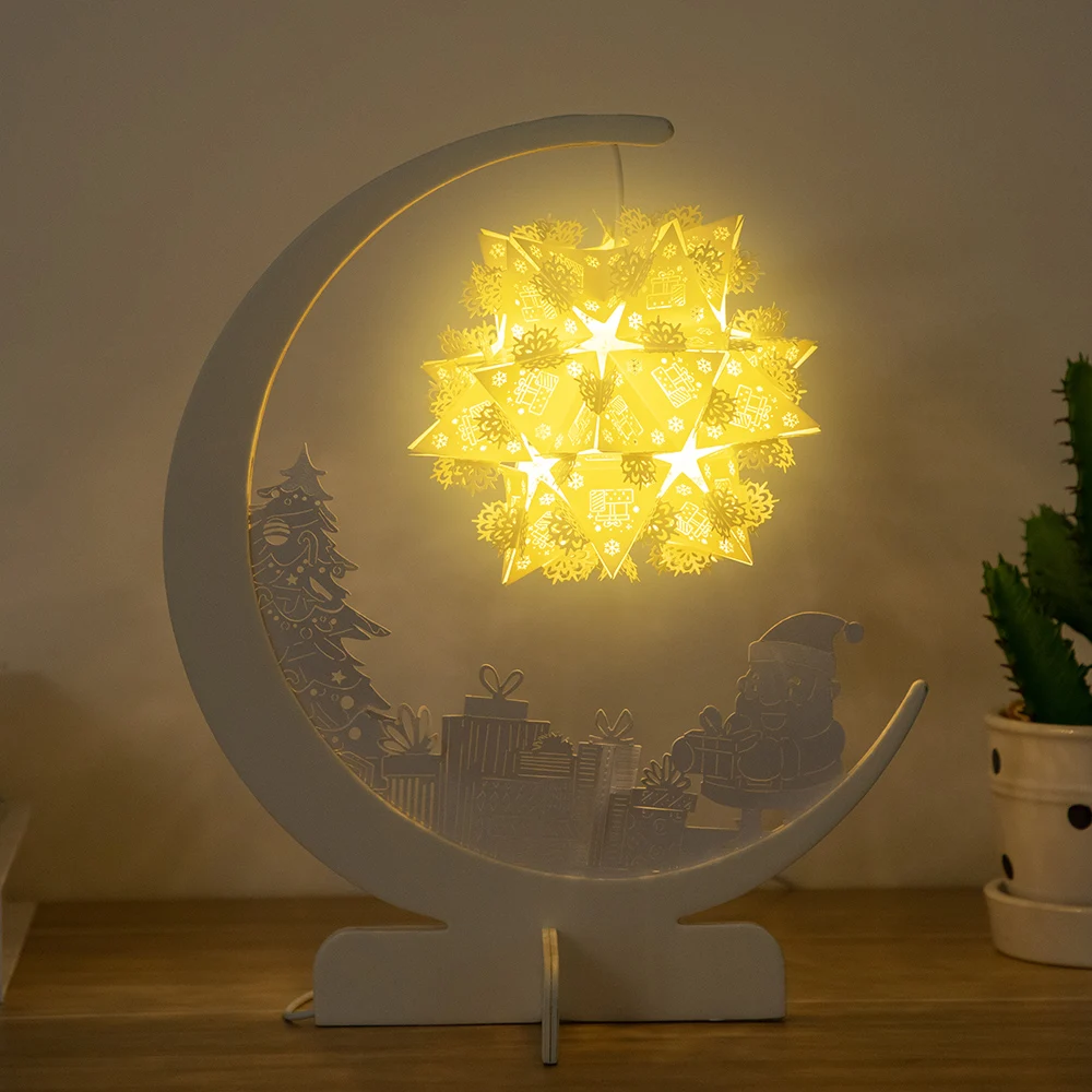 CR-B208 3D Papercut световой короб DIY ручной работы Бумажная Луна украшения стерео порез свет для домашней спальни