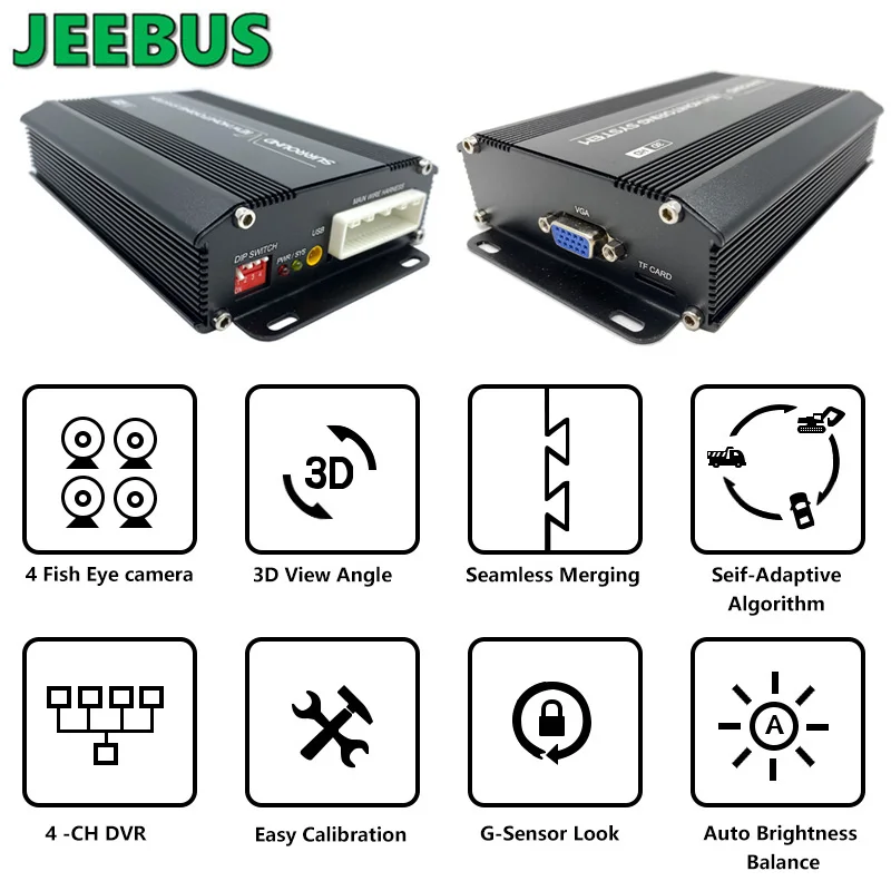 HD SONY225 Chip Sensor 360 Degree Surround View Car Camera Monitor System Excavator Heavy Duty 3D Bird View with 7inch Monitor