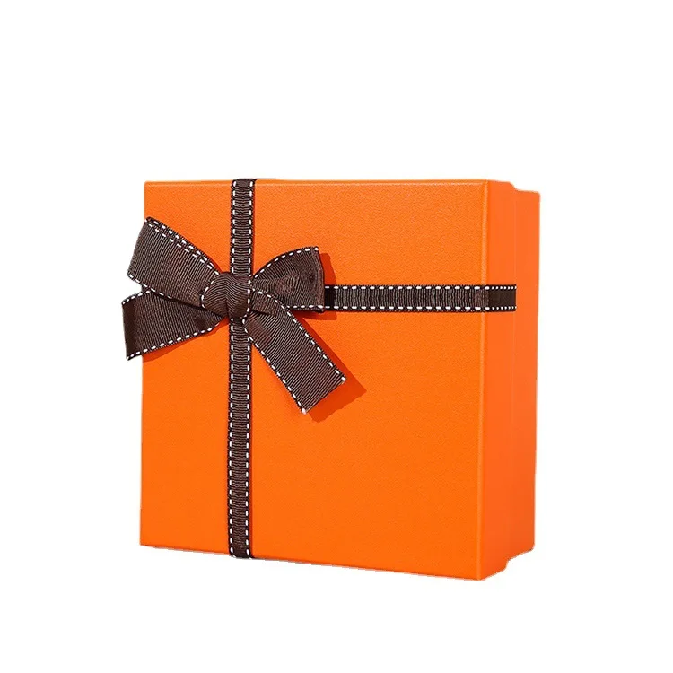 Orange Perfume Box Packaging Paper Cologne Cosmet Pack Box Bow Gift Box for Cosmetic Lip Gloss Lipstick