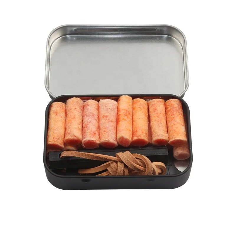 Bushcraft Outdoor Waxed Fire Plugs Fire Starting Tinder Hexa Flint Steel Ferro Rod for Survival Campfire