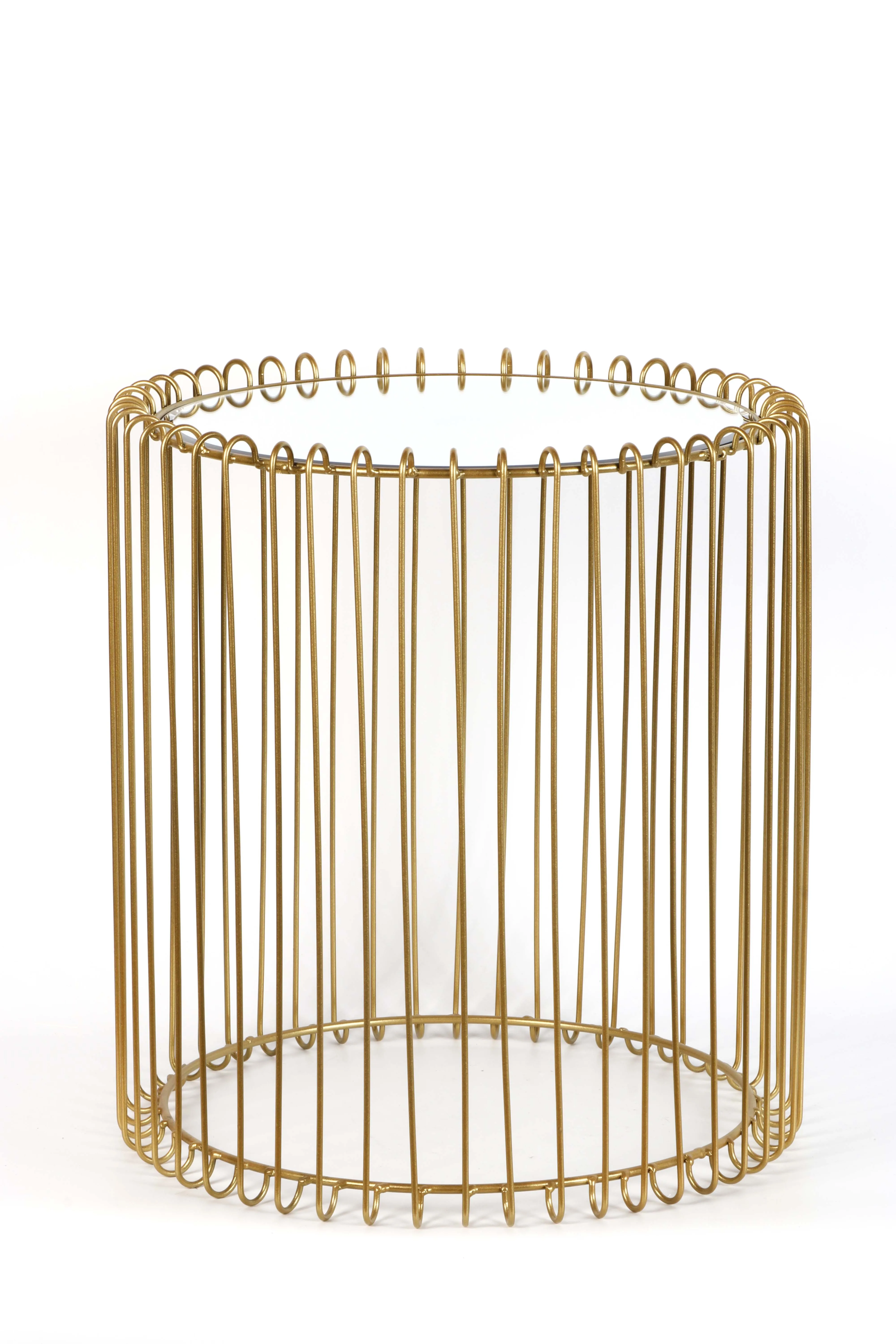 Manufacture Various Set Of 2 Gold Wire Side Mirror Round Tables Luxury Bed Glasses