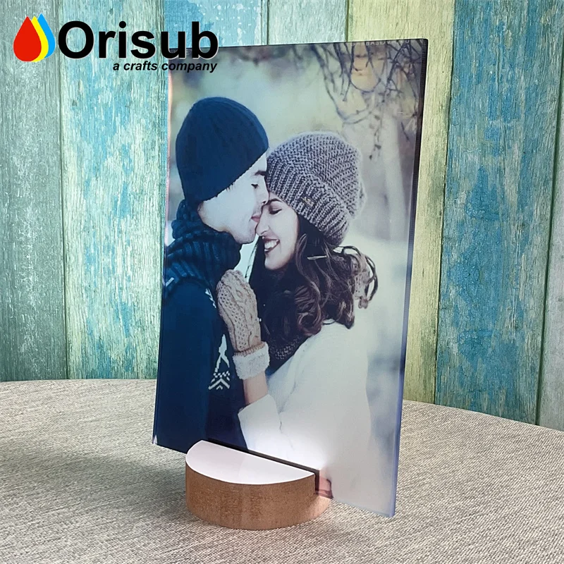 5x7 inch rectangular personalized acrylic photo panel sublimation clear white acrylic photo plaque with round edges