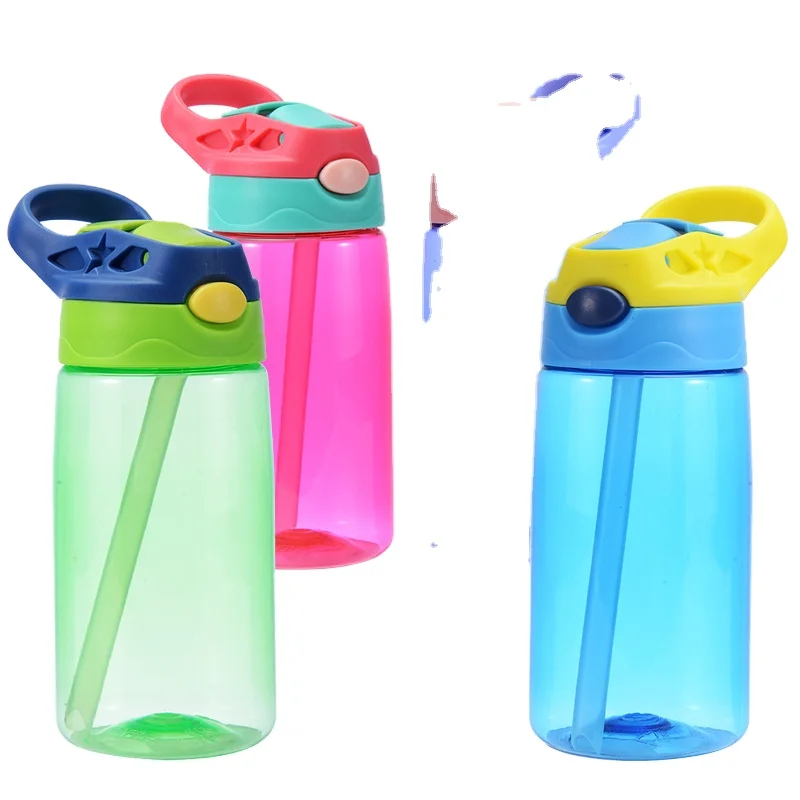 wholesale 480ml bpa free kids plastic water bottle children school drinking juice cute water bottle with straw for 2020