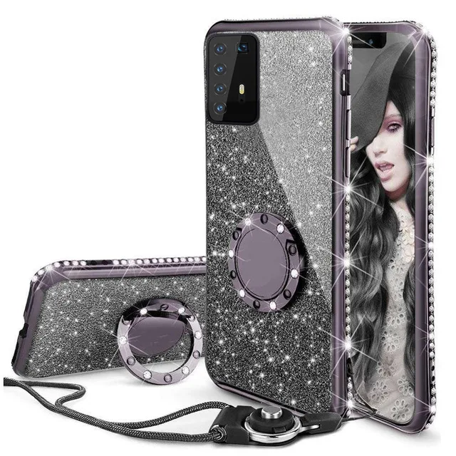 Bling Bling Glitter Diamond Case For Huawei P20 P30 P40 Mate 20 30 Pro Lite Phone Case With Ring Holder Mobile Phone Accessories