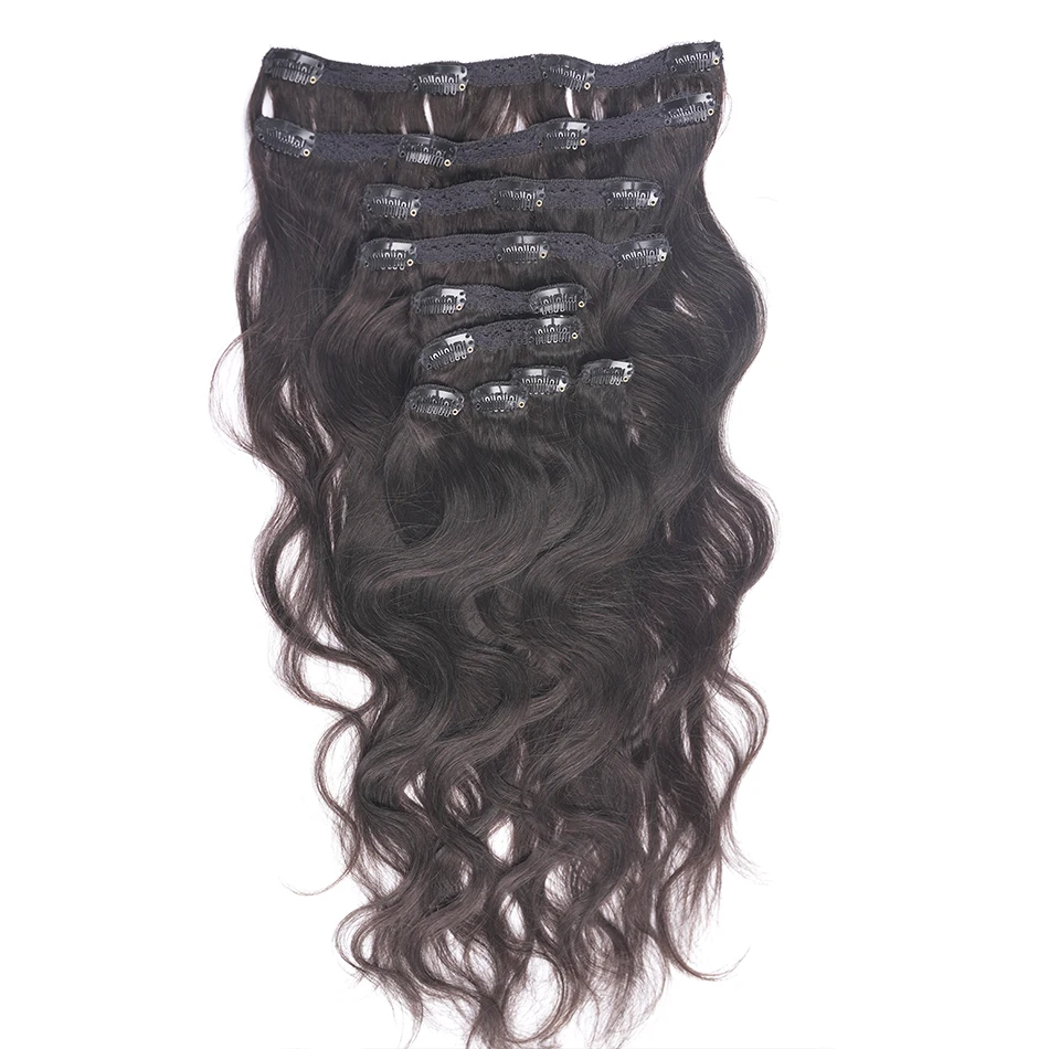 Invisible Seamless Clip ins Body Wave Human Hair Available More Volume Customized Color Clip In Hair Extensions