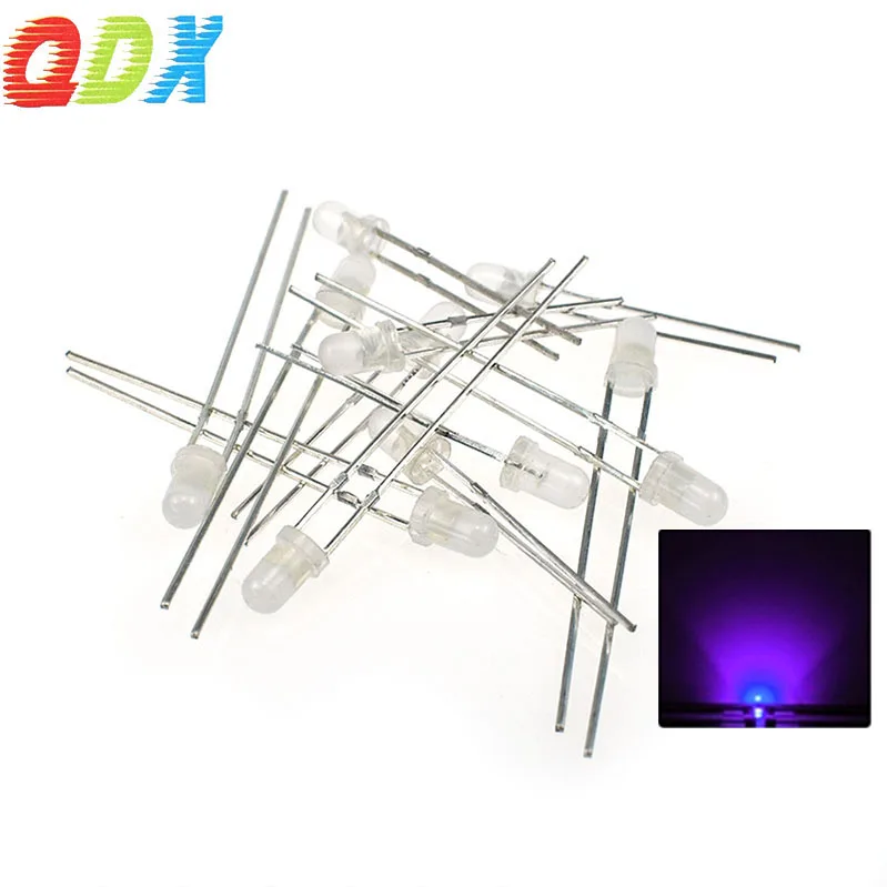 Заводская распродажа, низкое энергопотребление, 3 мм, белые волосы, фиолетовый, 365 нм, круглая головка, прямая, встраиваемая, 3 мм, светодиодная лампа, 1000 шт./упаковка
