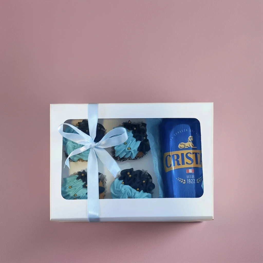 Wholesales cardboard bento boxes single cake and 5 cupcakes packaging box with clear window