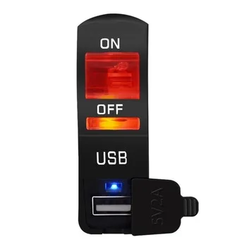 Universal motorcycle handlebar controller switch headlight blue red transparentswitch USB charging with lamp two in one