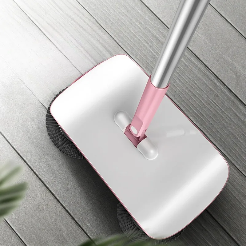 New Machine Hand Push Stainless Steel Handle Two-in-one Sweeping Household Floor Automatic Magic Spinning Pp Clean Sweeper Lazy