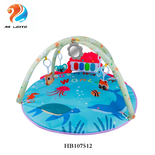 Cartoon Animal Pattern Pedal Piano Baby Play Mat With Stuffed Toys and Music