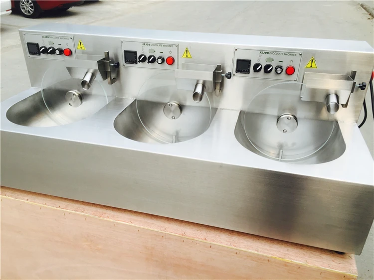 OEM 304 stainless steel 24kg electric chocolate tempering melting/moulding machine with 3 pots