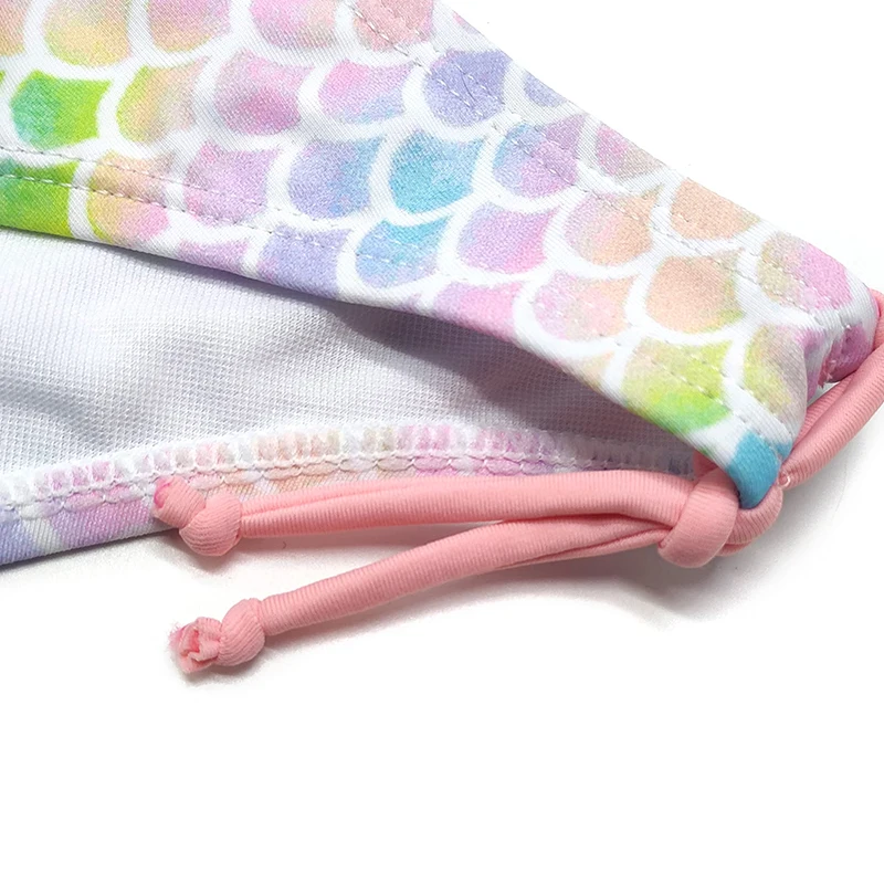 Swimming Adjustable Strap Ruffle Fish Scale Teen Micro Bikini String Swimsuit Child Triangle Halter Girl Swimwear Sexy Bikini