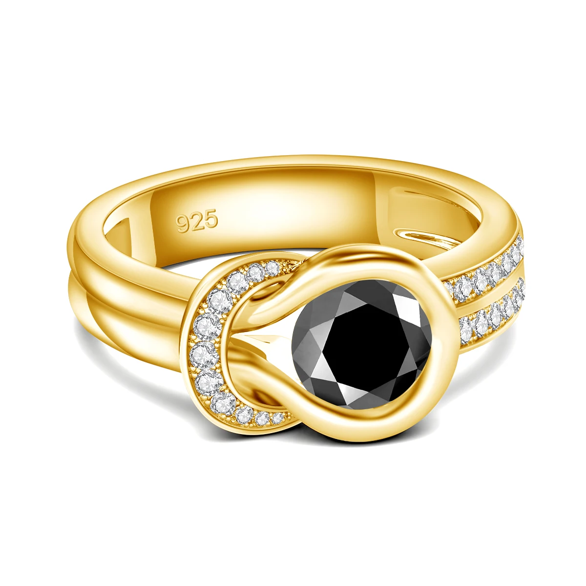 Luxury Renaissance Style Woman 925 Sterling Silver 1.2 Carat Black Moissanite Diamonds Rings Bague Pour Femme