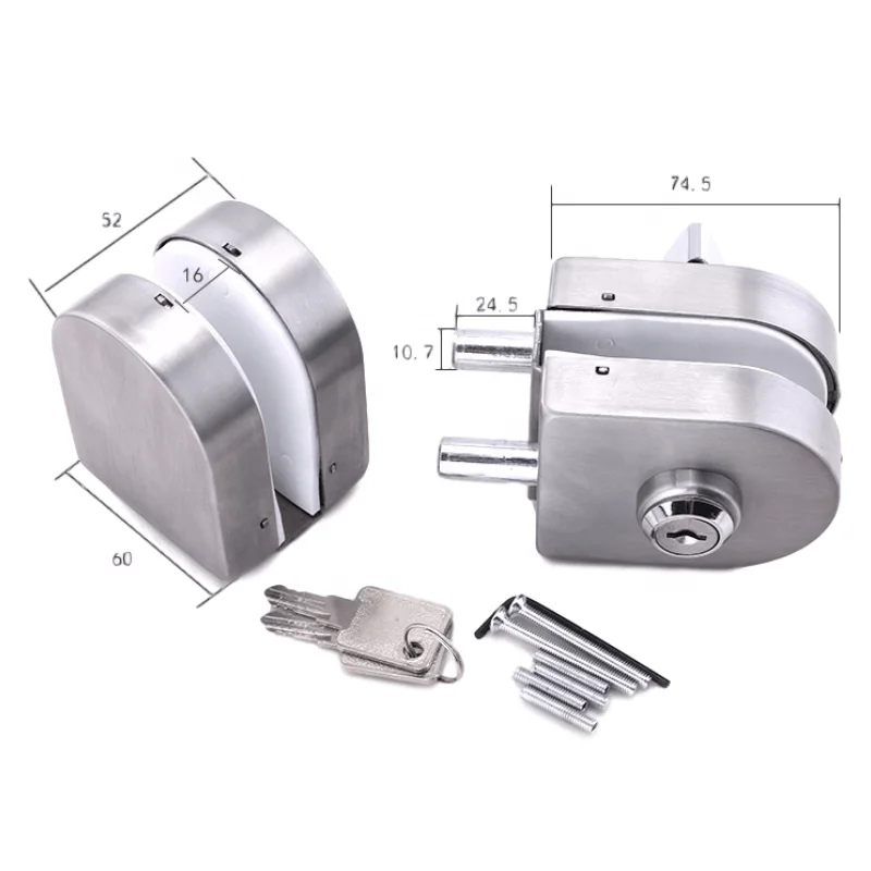 Kensharp Commercial Stainless Steel Door Hardware Glass Patch Fitting Lock Frameless Sliding Tempered Glass Door Lock