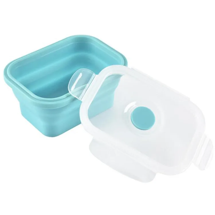 Storage container Folding Silicone Food Lunch Box Collapsible Convenient Silicone Lunch Box With Lid
