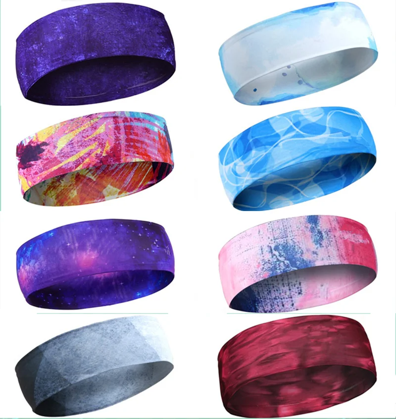 6cm wide printed sport headbands custom logo and pattern Running Yoga Headband Sports Sweatband with silicone nonslip hairband