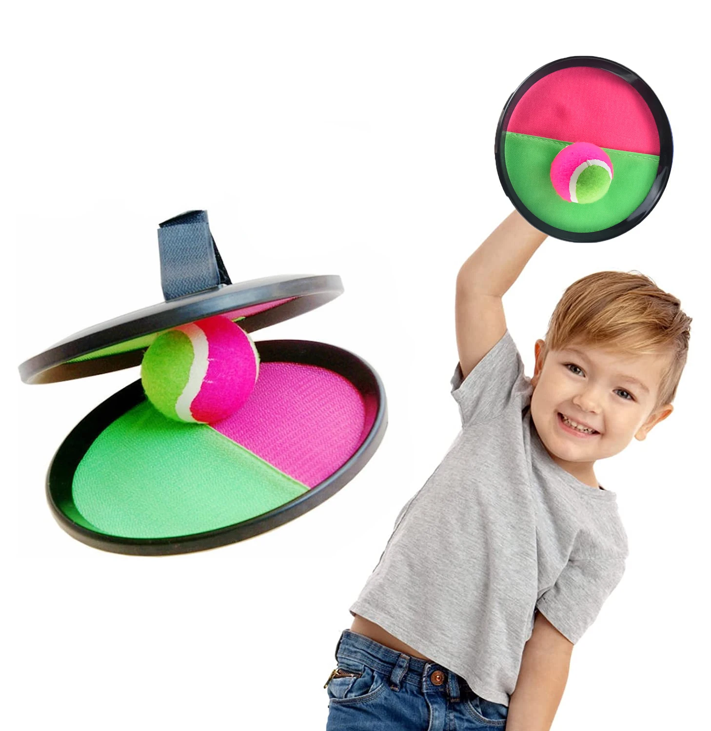 Custom Kids Outdoor Sport Toy Paddle Toss and Catch Sticky Ball Set Sucker Sticky Ball