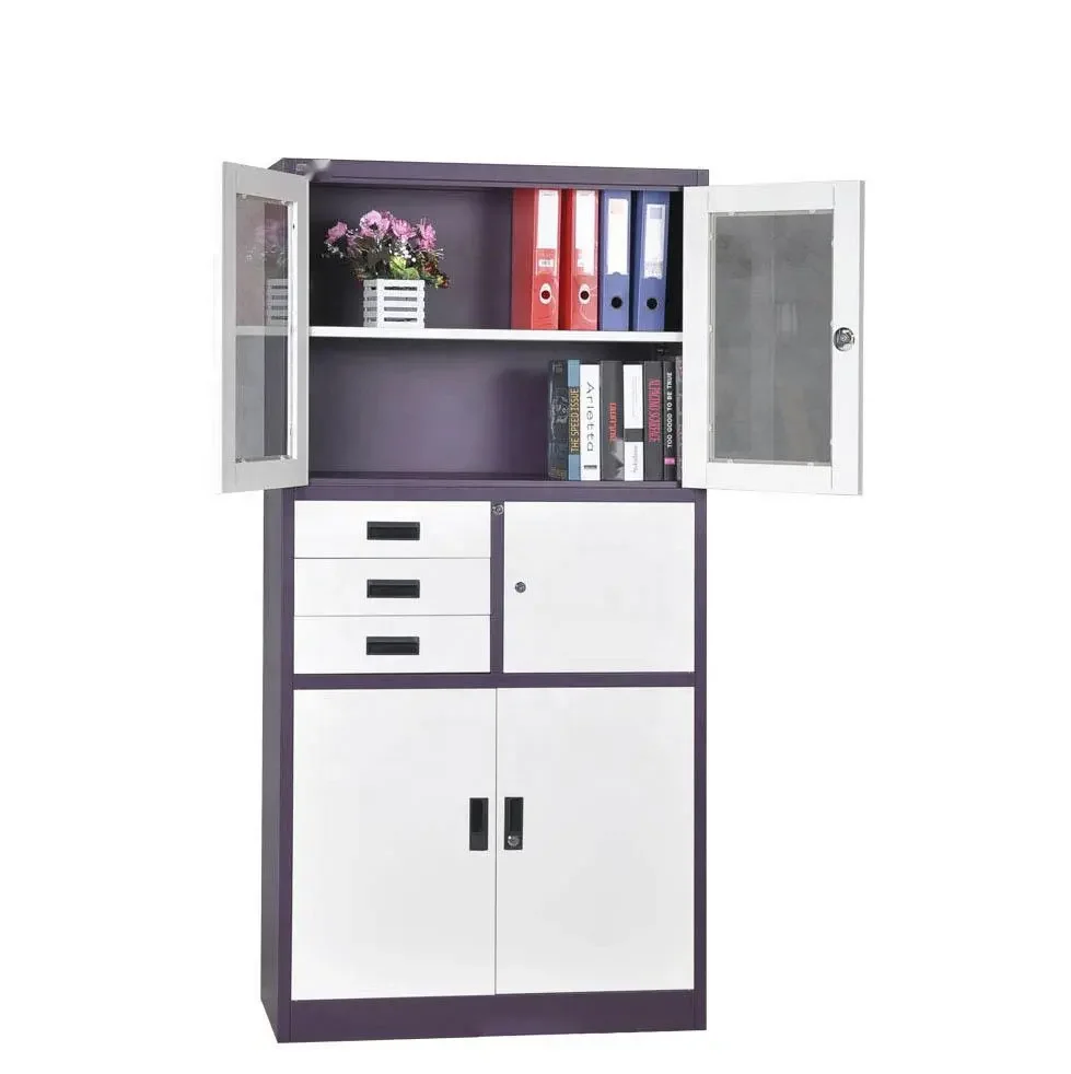 Light grey filing cabinet with 3 drawers super capacity modern iron cupboard