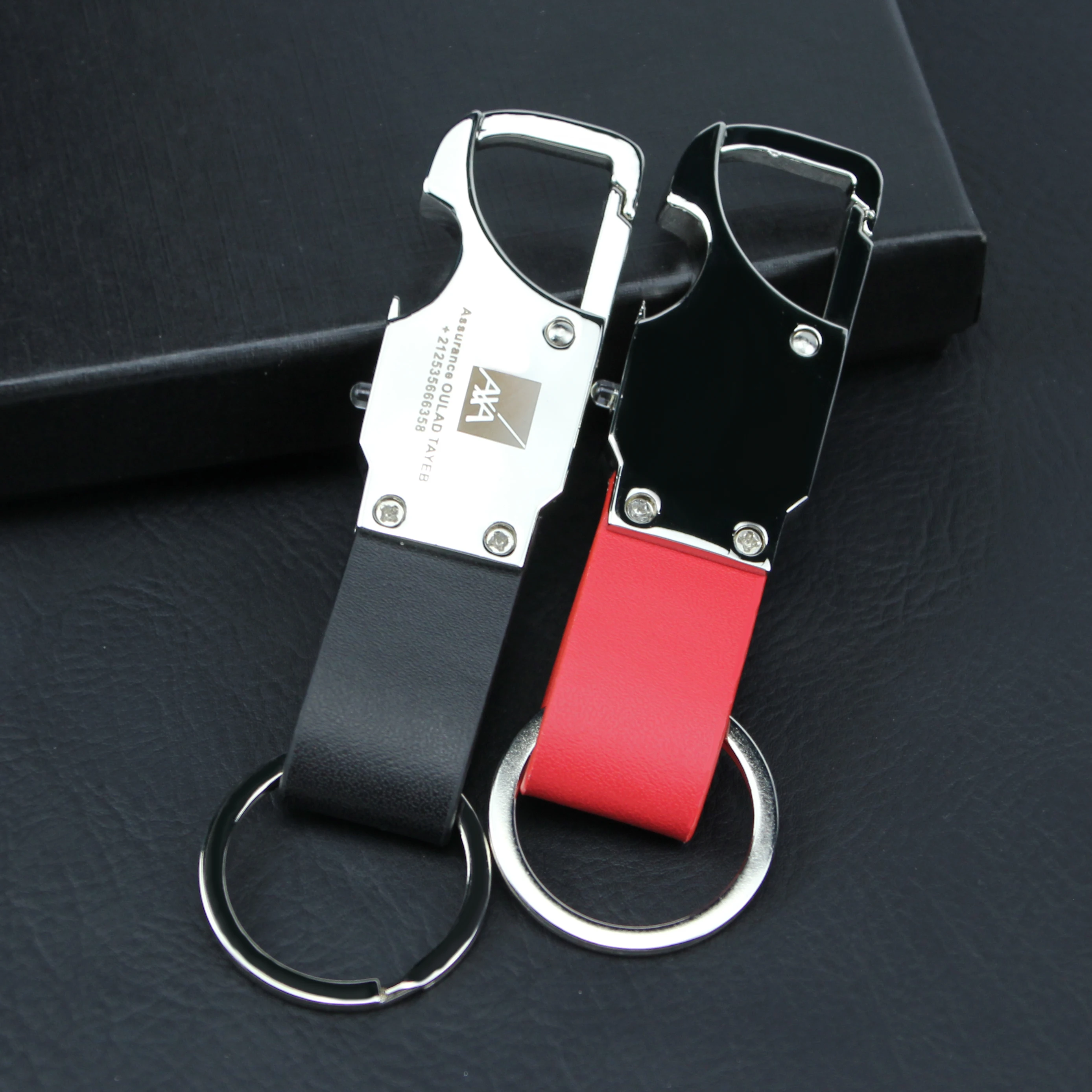 Многофункциональные кольца для ключей. Светодиодный светильник и открывалка для бутылок, металлический кожаный брелок, китайский завод, поставка логотипа на заказ