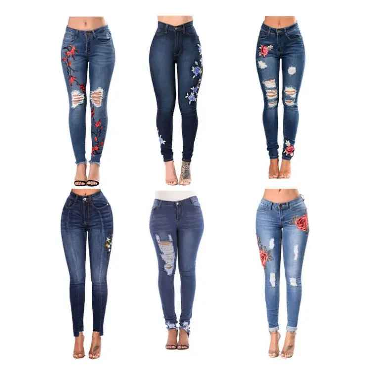 Fast Delivery Cheap Women Bulk Ripped Wholesale Denim Damaged Jeans