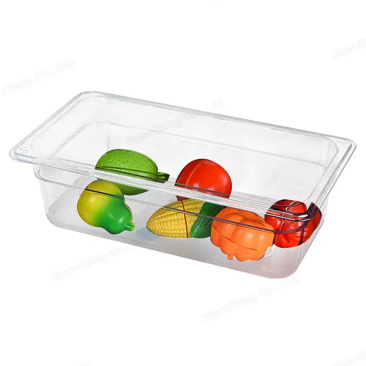 Custom Clear Plastic Unbreakable Polycarbonate Gastronorm GN Container 1/6 Size Food Pans For Hotel