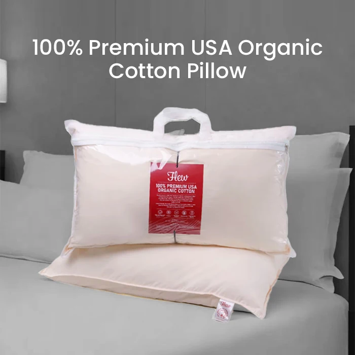 100% Premium Quality USA Natural Organic Cotton Pillow Soft And Silky Great Support For Sleeping