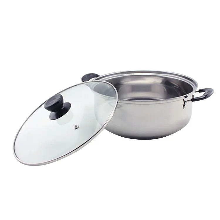 Wholesale korea style kitchenware hot pot stainless steele 3 pcs cookware pot with glass lid