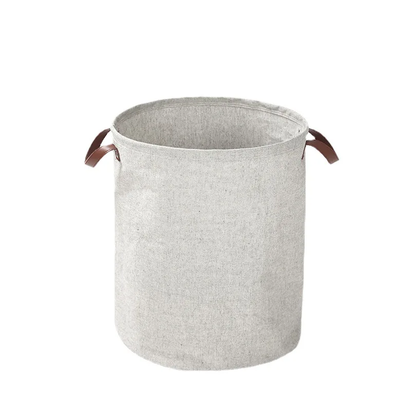 Modern and simple home yarn-dyed fabric cylinder dirty laundry basket foldable large waterproof