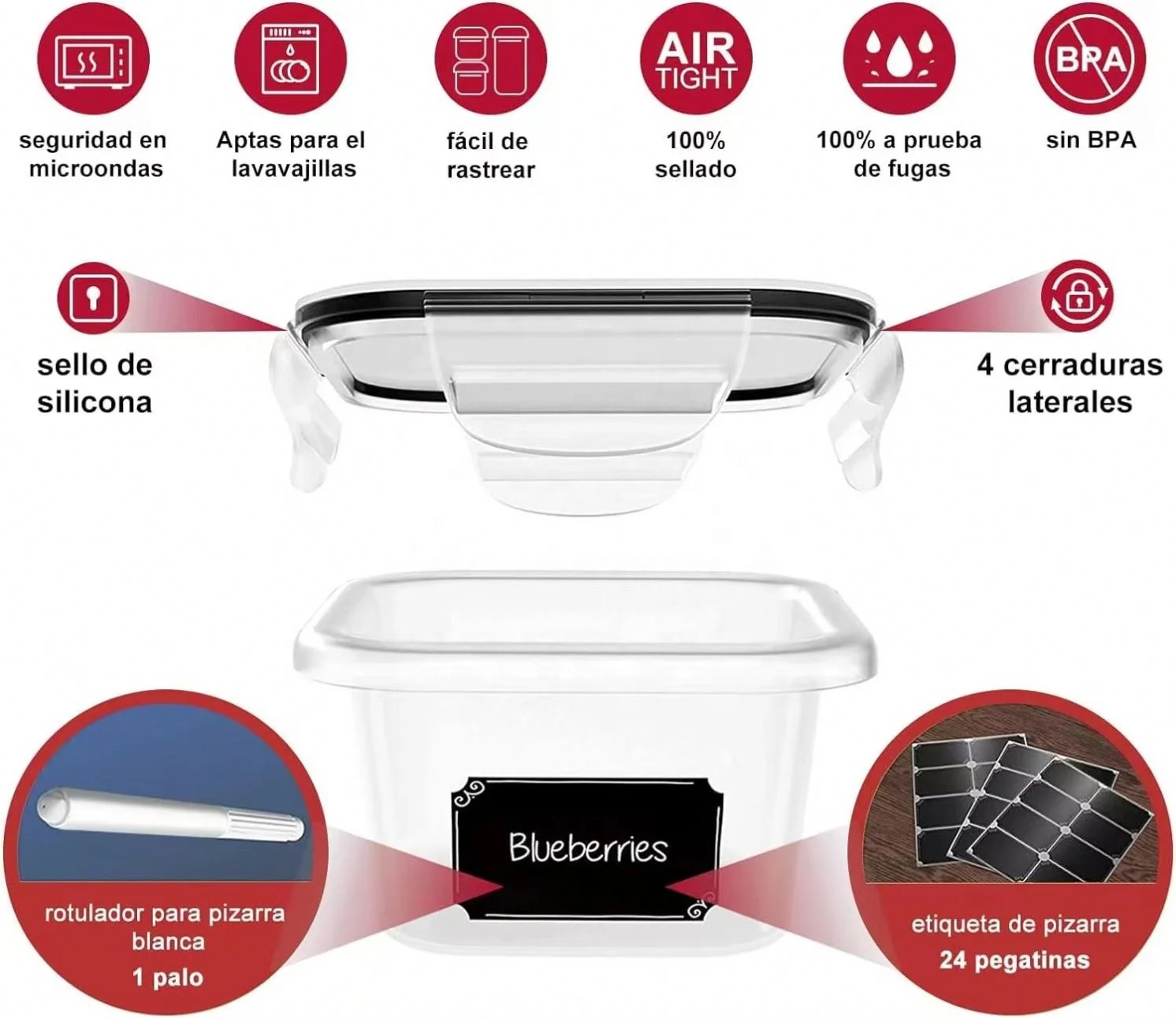 24 Pieces Food Storage Containers with lids, Plastic BPA-Free Meal Prep Container for Pantry Organizers and Free Labels Marker