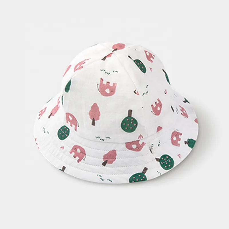Удобная хлопковая трикотажная детская Панама со съемным ремешком и принтом от солнца