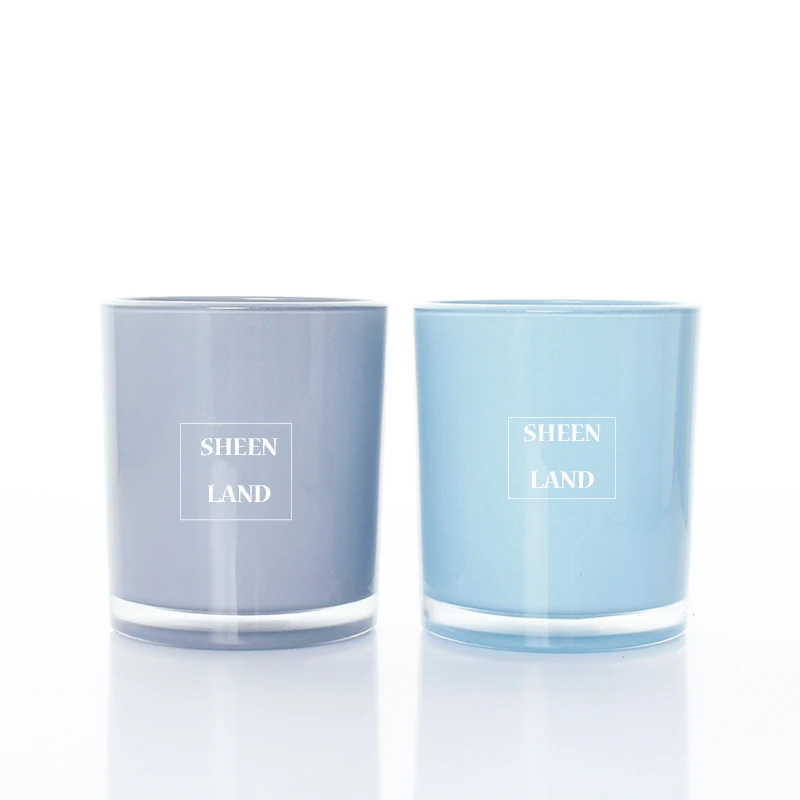 Stock 8 oz 12 oz 16 oz Colorful Round Bottom Shaped Luxury Glass Halo Candle Jar with Lid
