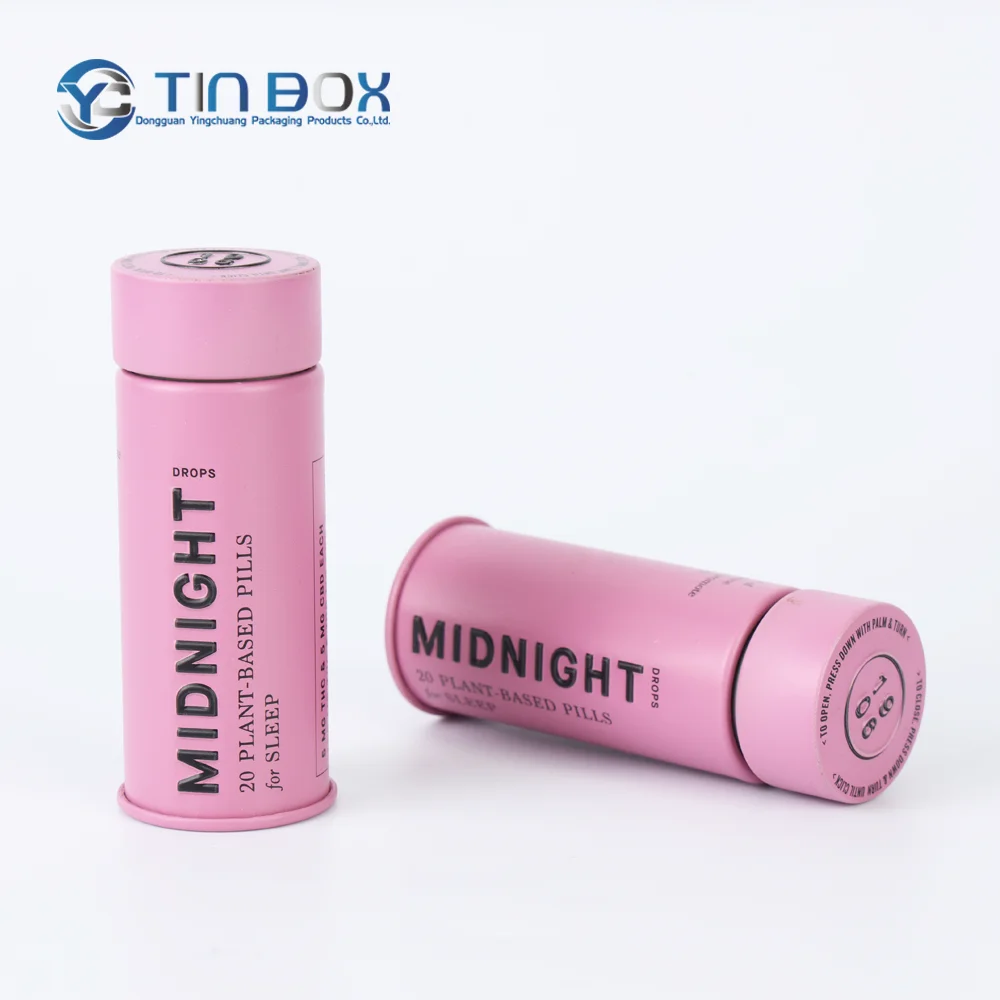 Airtight Pre Child Resistant Tin Box Roll Packaging Candy Child Safety Spice Chocolate Tube Tin Box Childproof Metal Tin Can