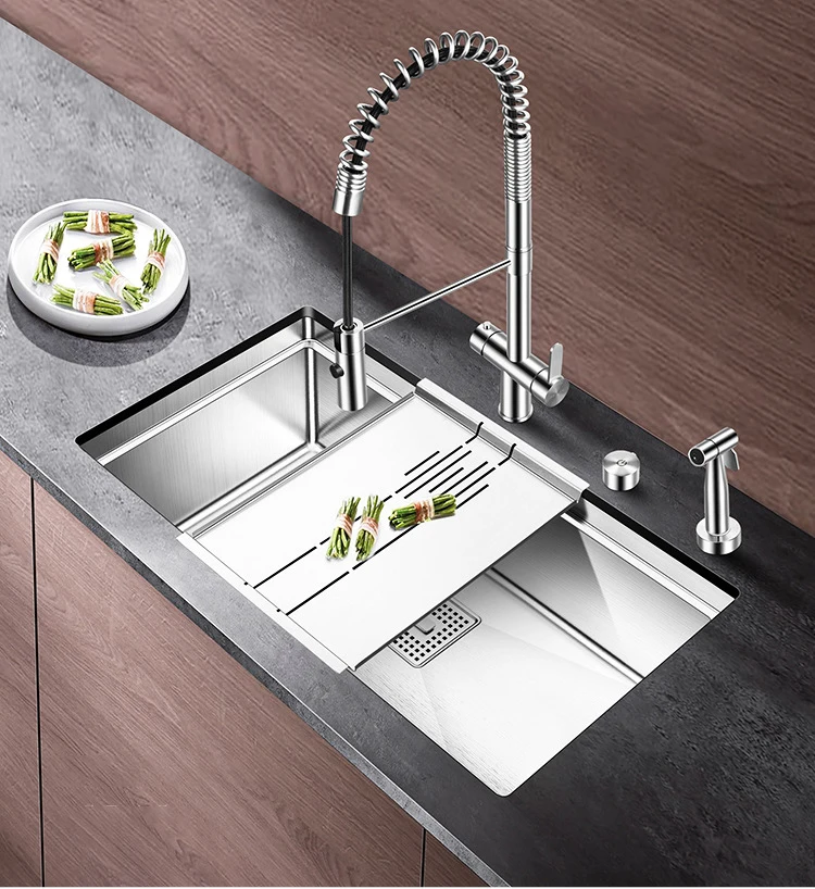 invisible sink high pressure black nano 304 stainless steel kitchen sink