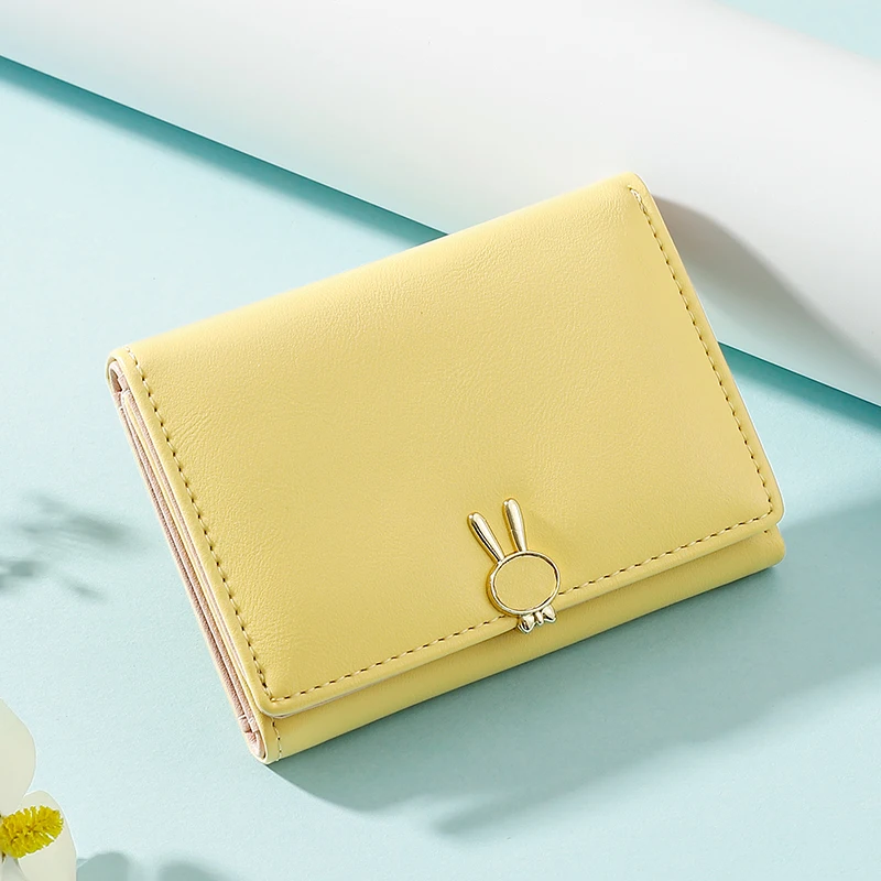 TAOMICMIC new style rabbit metal decoration third-fold women wallet PU leather lady purse