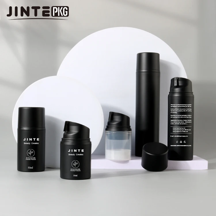 Wholesale Luxury 30ml 50ml 100ml 150ml Good Quality Matte Black PP Cosmetic Lotion Packaging Airless Pump Bottles