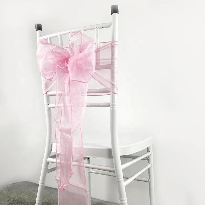
8x108 INCH Pink Organza Chair Hood Sash Pink Wedding Chair Sashes 