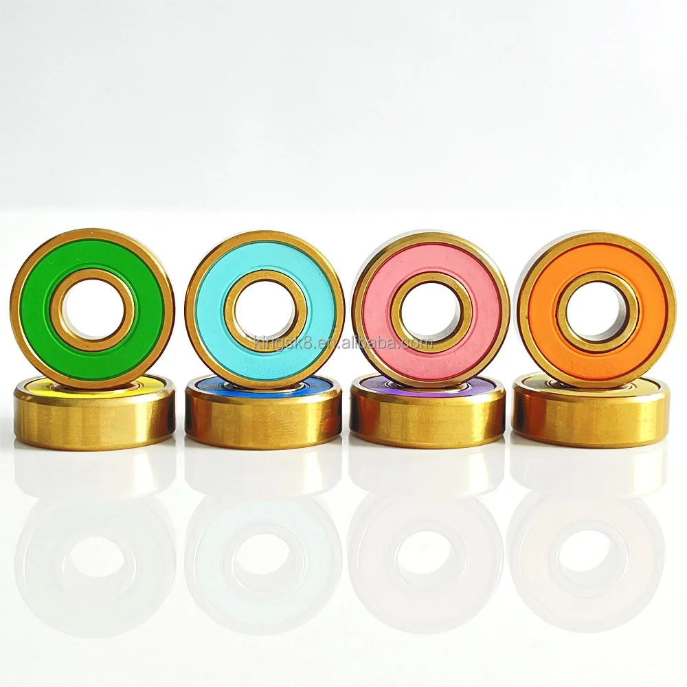 Skate Roller Bearings Gold Titanium Ceramic Ball Bearings Skateboard ABEC 9 High Speed Gold Skateboard Bearings