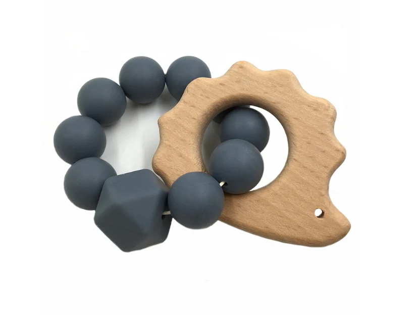 Wholesales Wooden Baby Infant Teether Beaded Animal Charm Chewing Toy Teething Bracelet