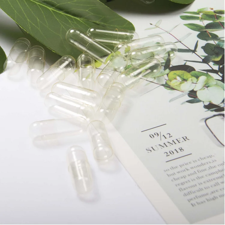 Transparent clear color natural HPMC vegetable empty hard GMP certificate capsules shell size 00 0 1 2 for vegetarians