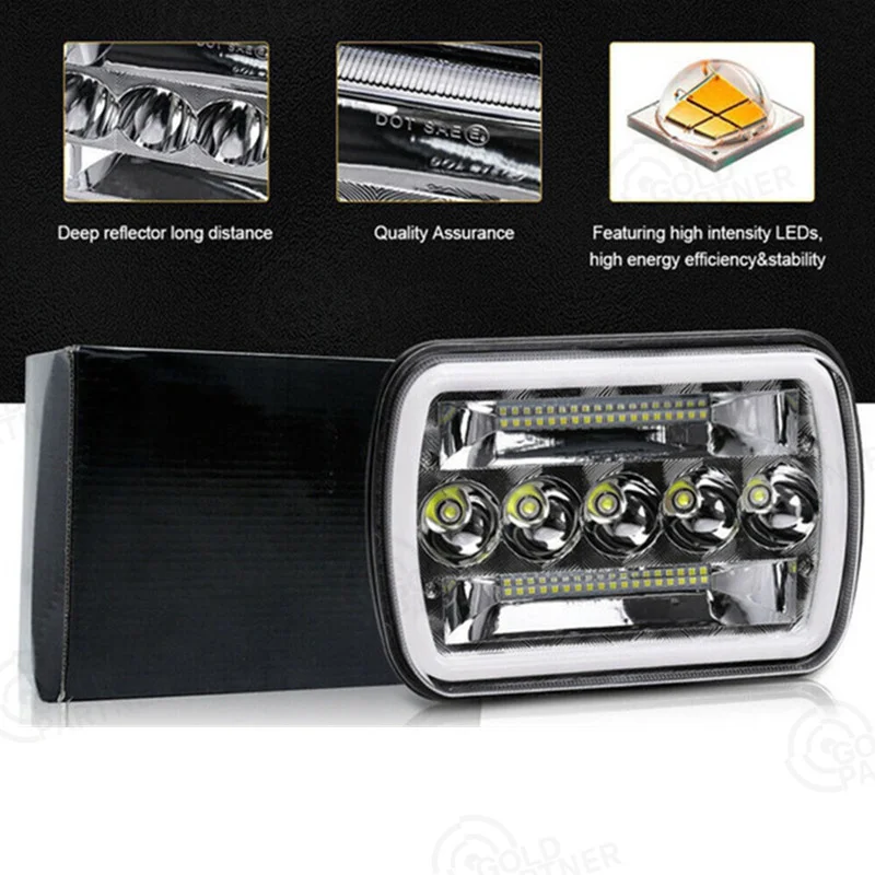 LWL081 103W Rectangle Hi/Low DRL Amber Turn Light Led Headlight 5x7 for Offroad 4x4 Headlight Led 5x7 faros