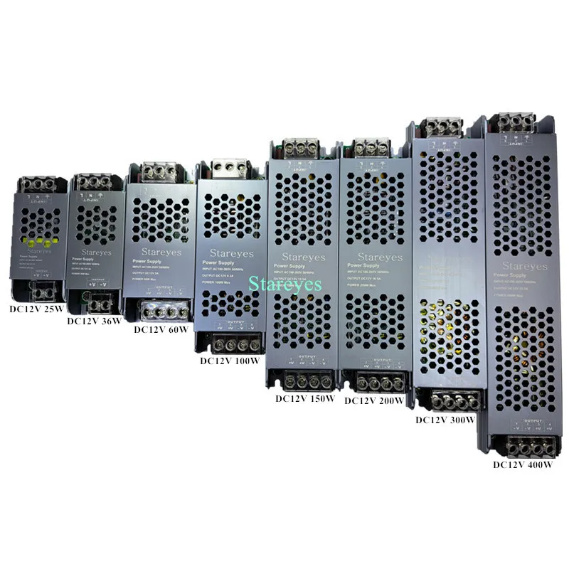 Ultra thin Power Supply AC220V to DC12V 24V 25W 36W 60W 100W 150W 200W 300W 400W Adapter Transformer for LED strip Printer CCTV